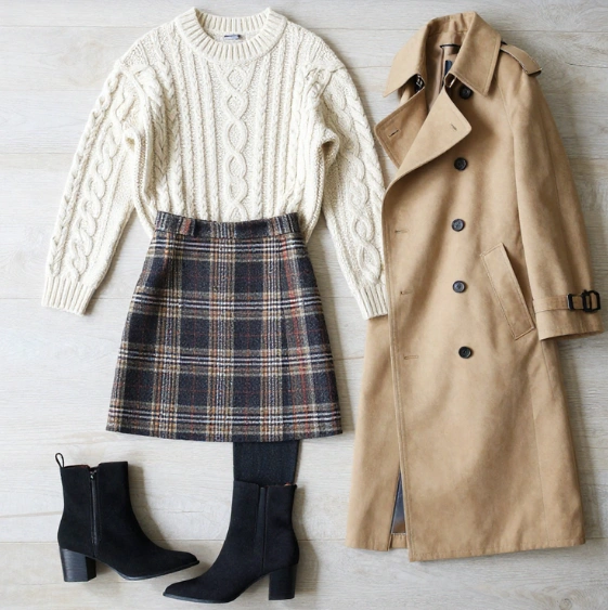 preppy winter outfits for girls and boys cable knit sweater peacoat
