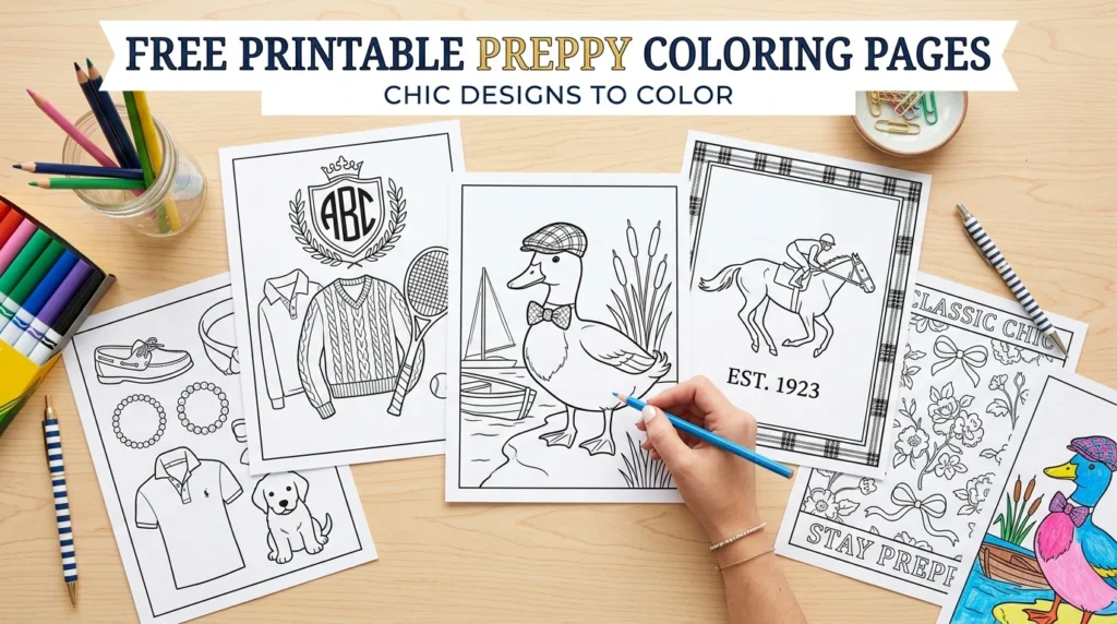 Preppy Coloring Pages: Free Printable Preppy Designs to Color