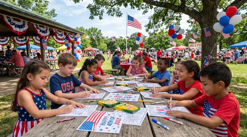 Child coloring free printable 4th of July coloring page at home