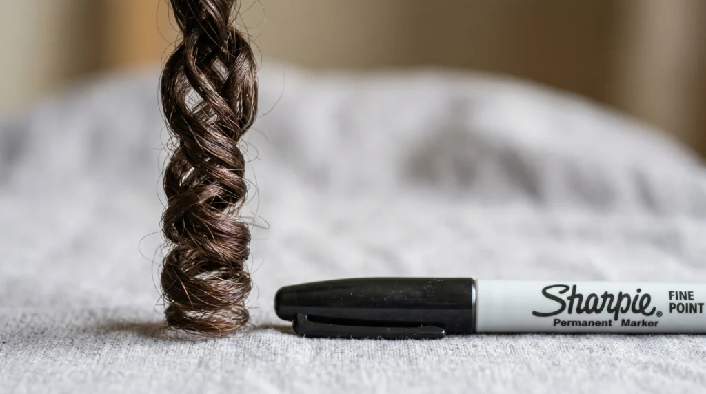3b hair curl diameter compared to a marker