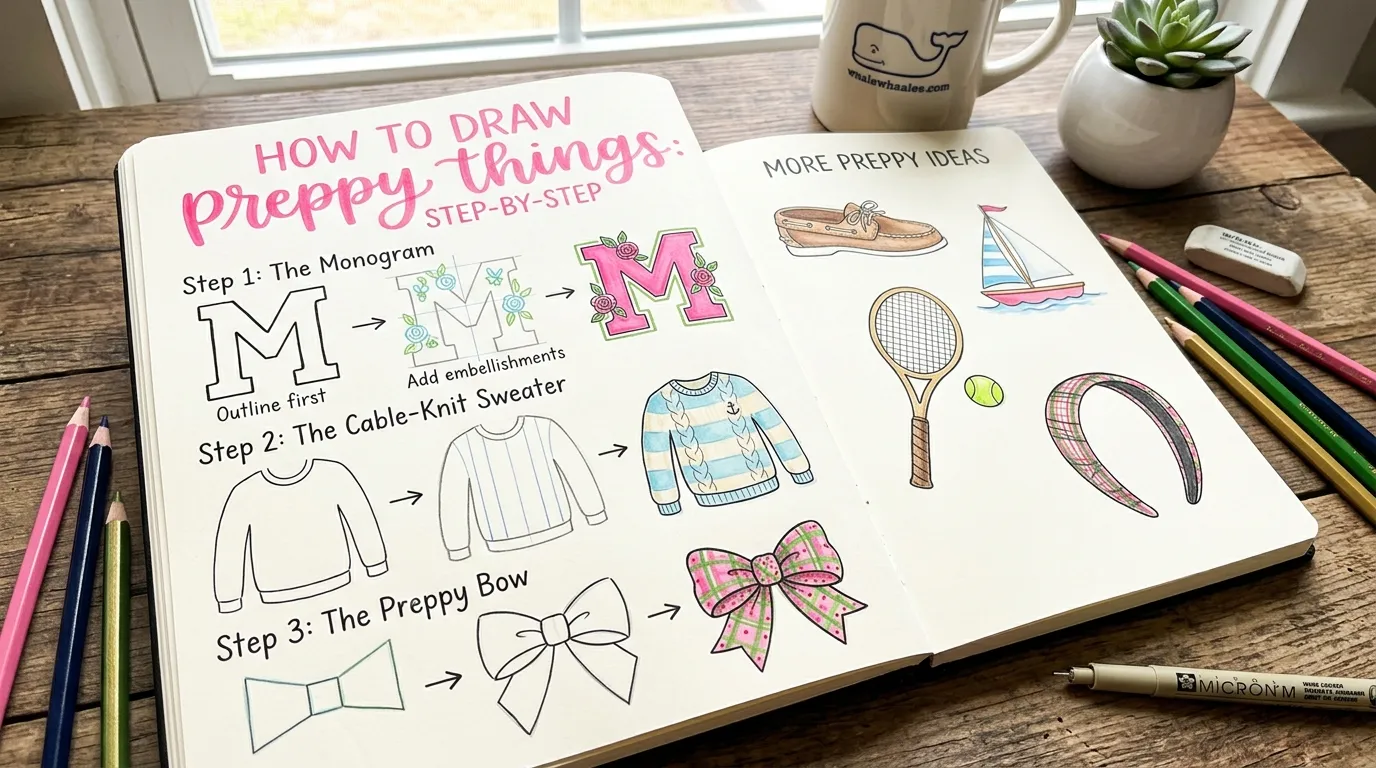 Preppy Drawings: How to Draw Preppy Things Step by Step (With Ideas)