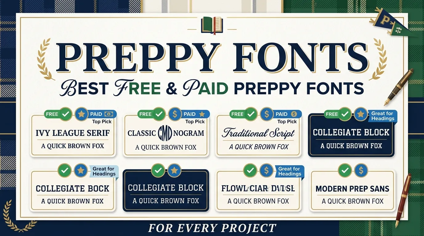 Preppy Fonts: Best Free & Paid Preppy Fonts for Every Project