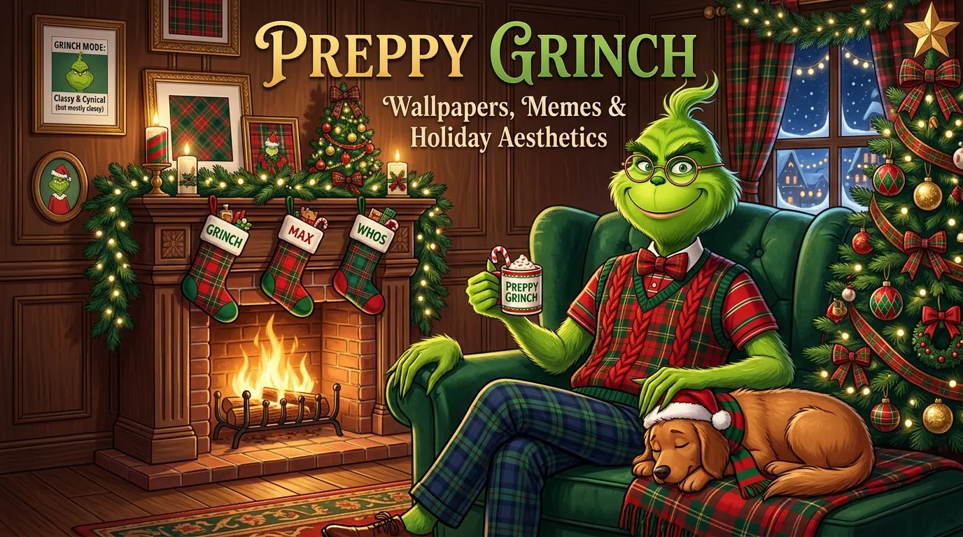 Preppy Grinch: Preppy Grinch Wallpapers, Memes & Holiday Aesthetics