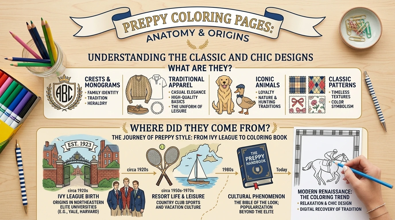 Preppy Coloring Pages: Free Printable Preppy Designs to Color