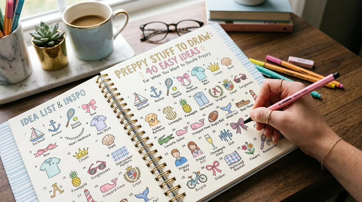 Preppy Stuff to Draw: 40 Easy Ideas for When You Want to Doodle Preppy