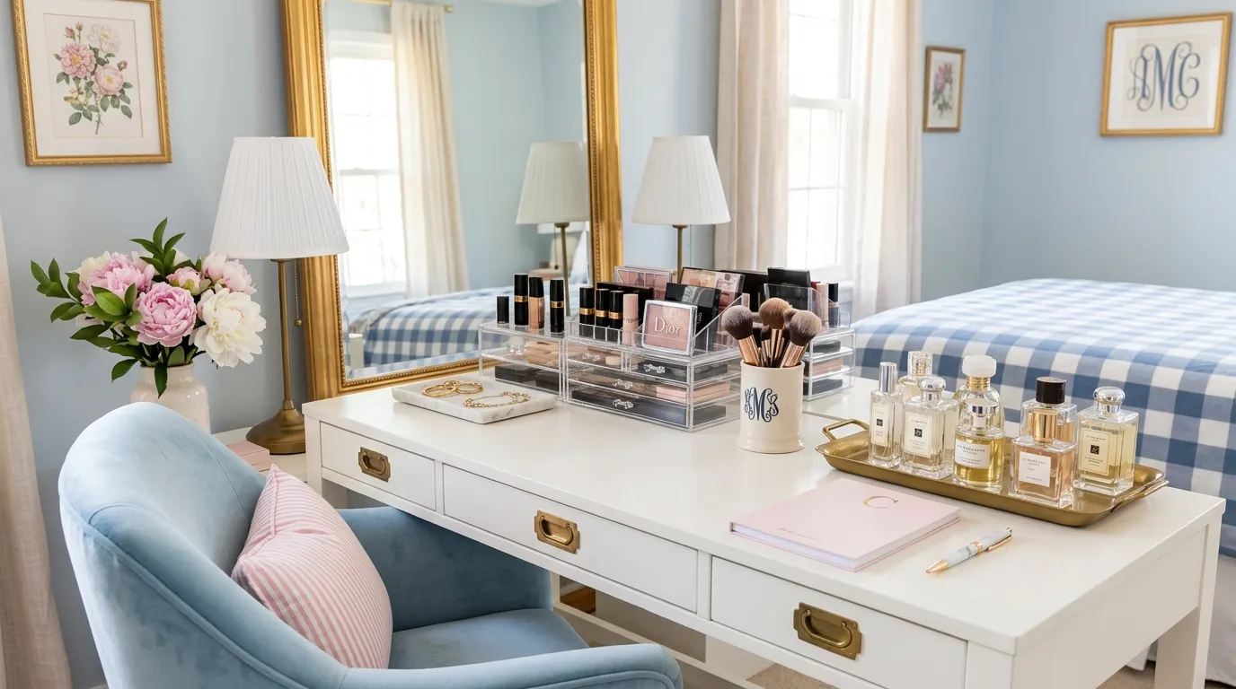 Preppy Vanity Setup: How to Style the Perfect Preppy Beauty Station