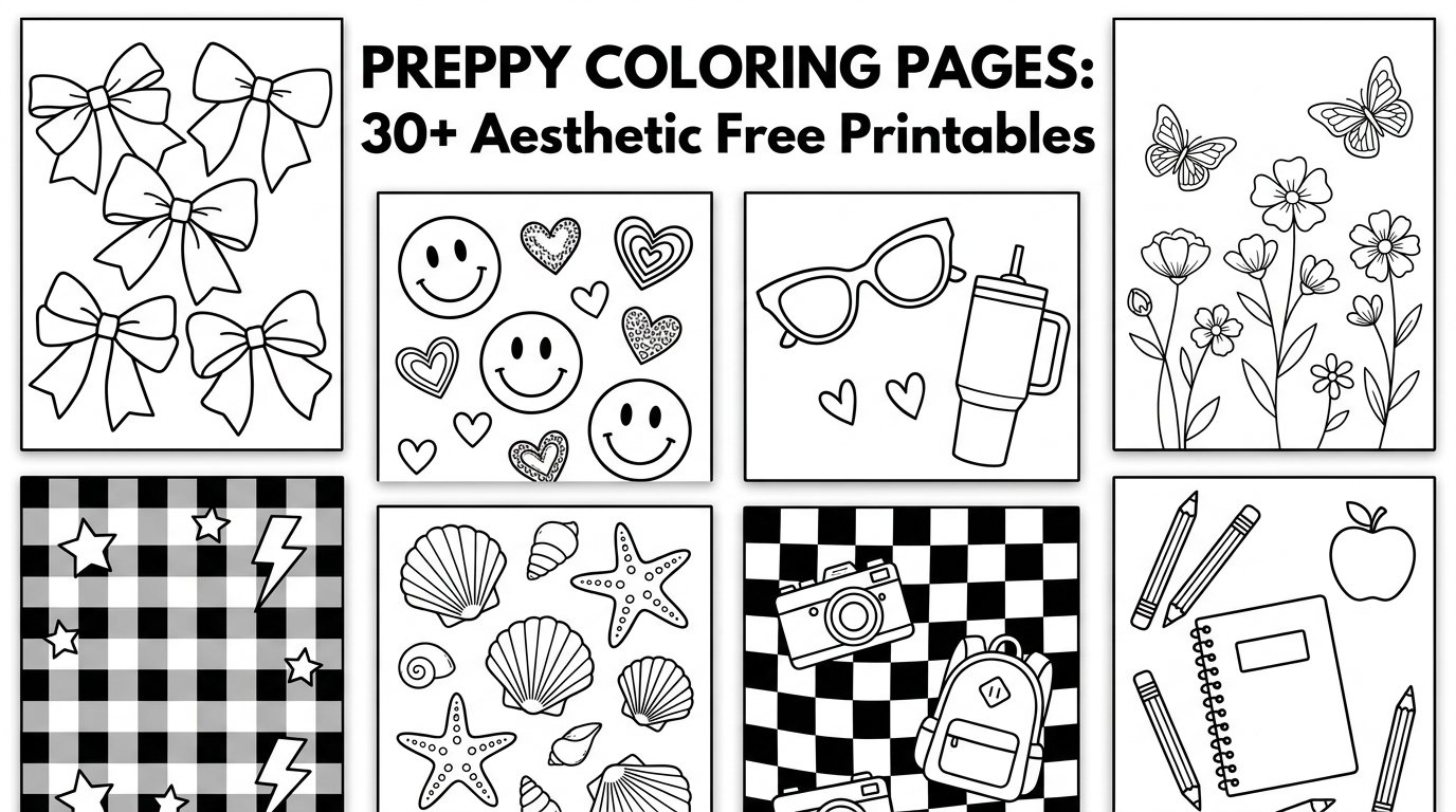 Preppy Coloring Printable Pages