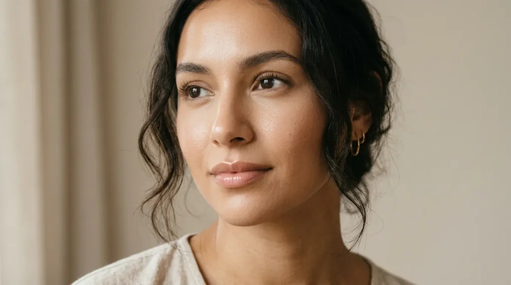 Flawless natural foundation finish on skin after full routine