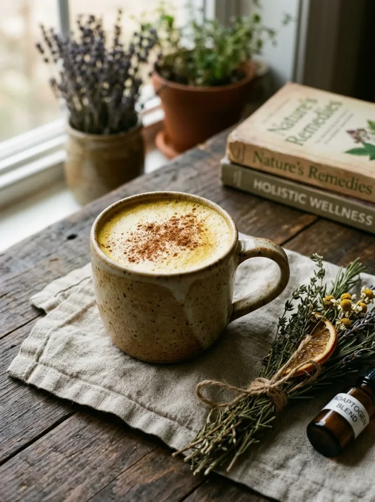 Adaptogen wellness drink with ashwagandha for skin health support