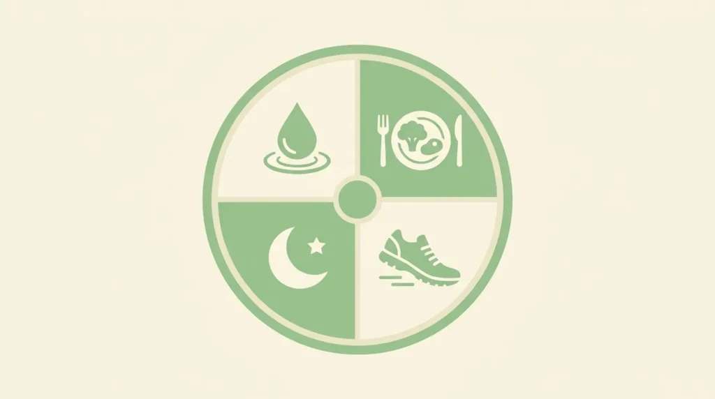 Healthy lifestyle habits including nutrition, exercise and sleep for a glow up