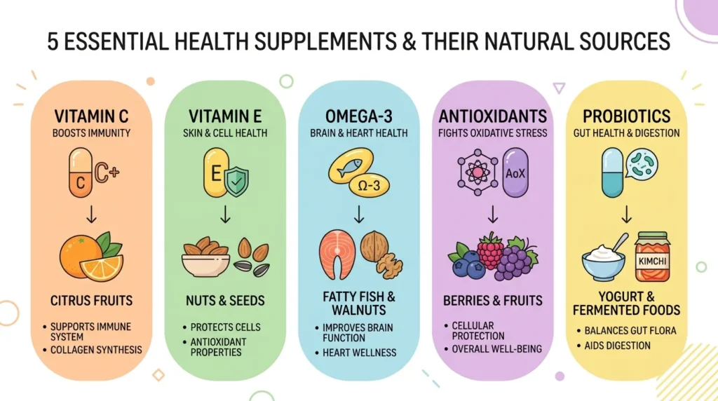 Chart of key skin vitamins found in smoothie ingredients