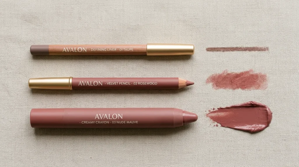 Lip liner vs lip pencil vs lip crayon texture comparison