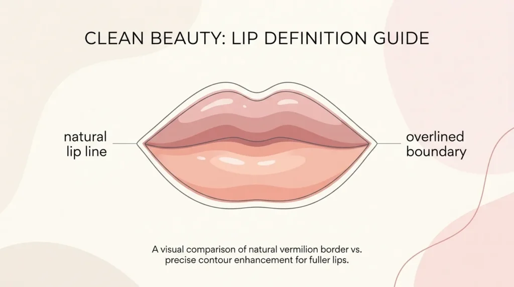 Overlining lips technique diagram for natural fuller lips