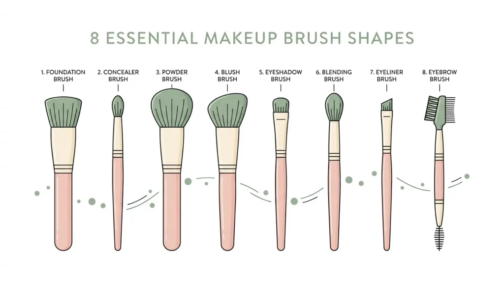 Makeup brush names and uses diagram for beginners