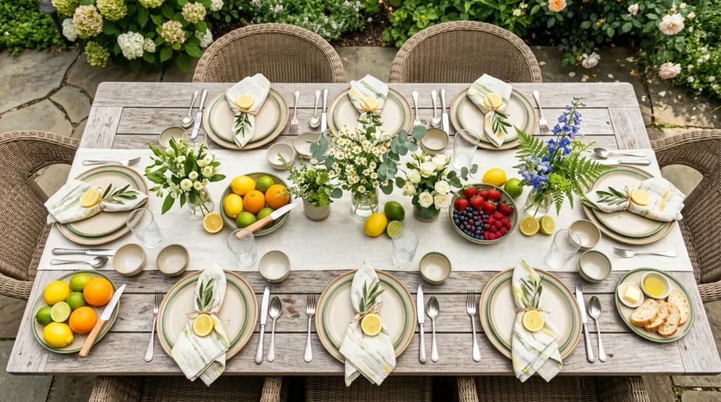 Summer party hosting guide outdoor table setting with seasonal decor