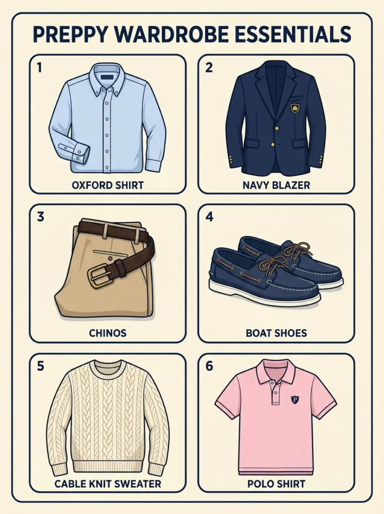 essential preppy wardrobe pieces oxford shirt and blazer