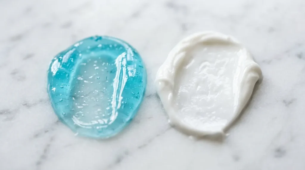 Gel moisturizer texture compared to heavy cream texture for spring skincare