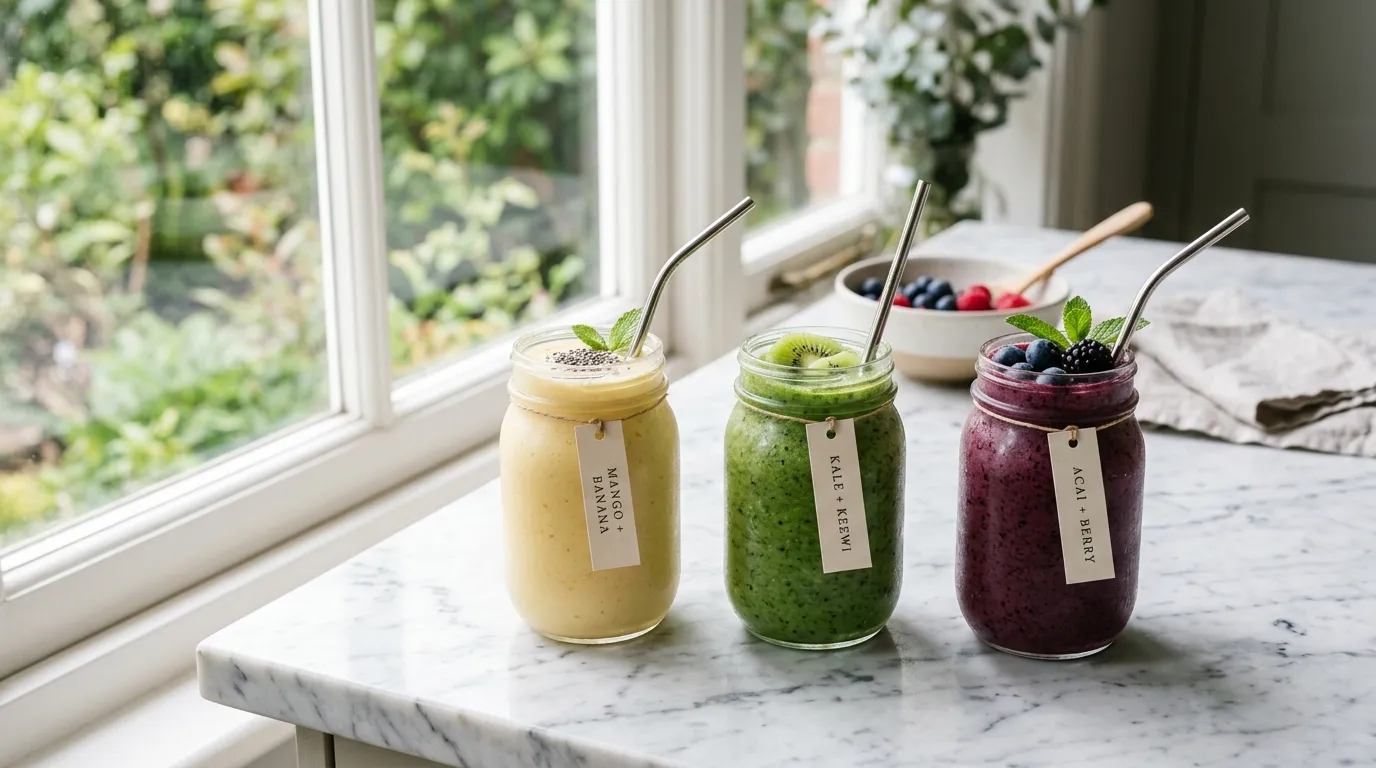 smoothie recipes for glowing skin arranged by time of day