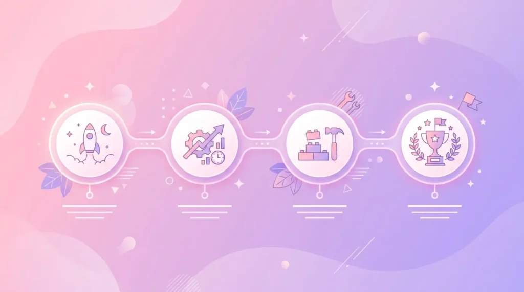Visual timeline of a 30 day glow up challenge broken into four weekly phases