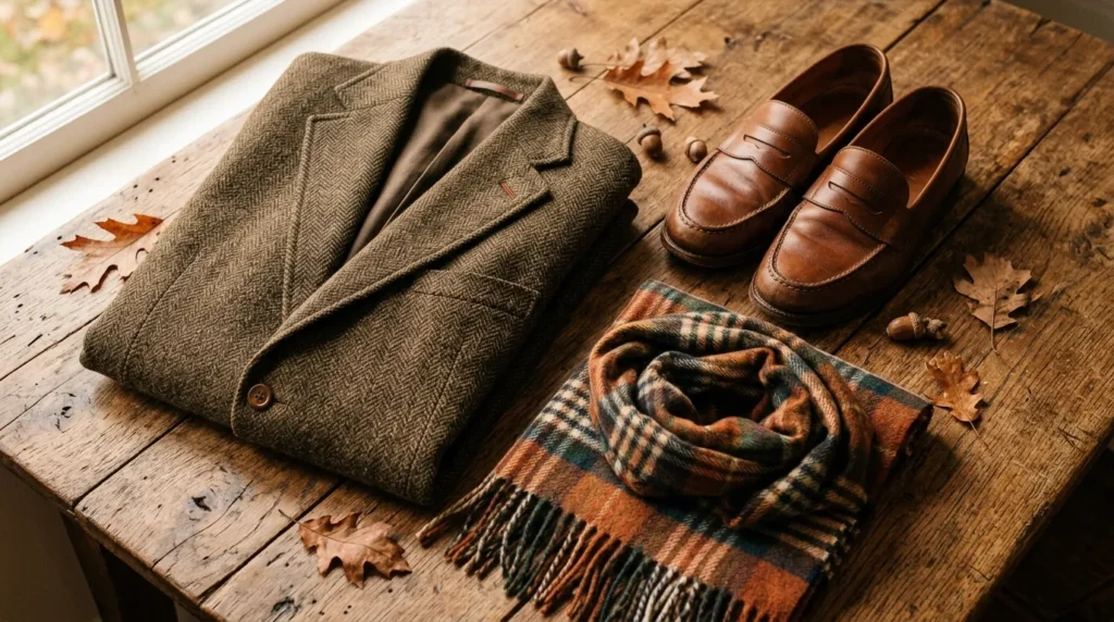 Classic preppy style essentials for fall including blazer and loafers