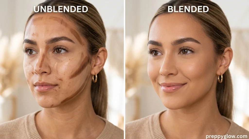 contour blending technique before and after comparison